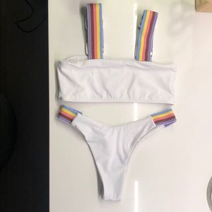Zaful NEVER WORN rainbow/white bikini set